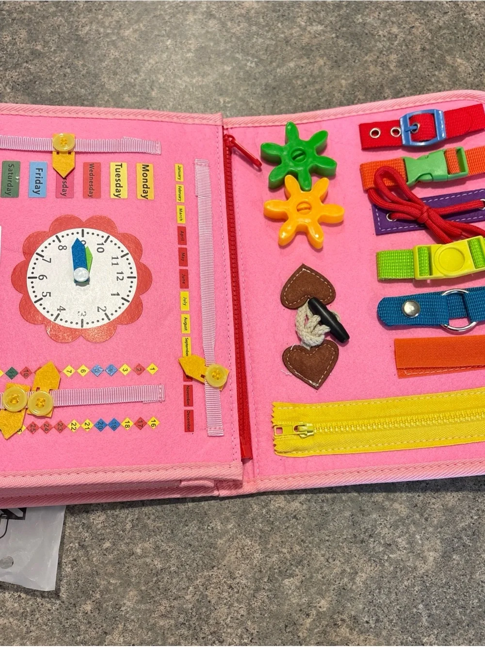 Toddler Pink Dinosaur ActivityTravel Montessori Book with Bag